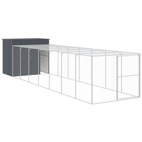 Casetta Cani Con Corsa Antracite 214x865x181 Cm Acciaio Zincato - Foto 1
