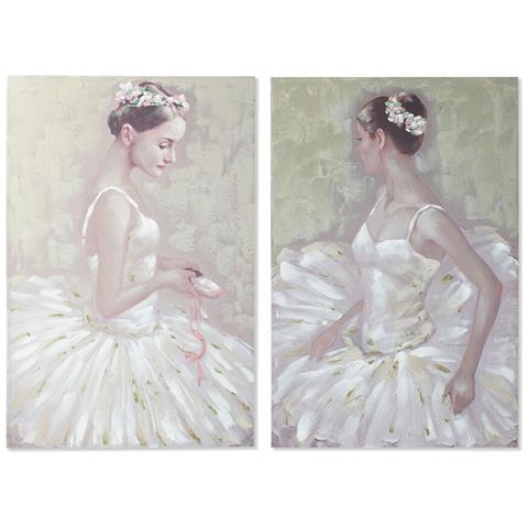 Quadro Dkd Home Decor 80 X 3 X 120 Cm Ballerina Classica Tradizionale (2 Unità) - Foto 1