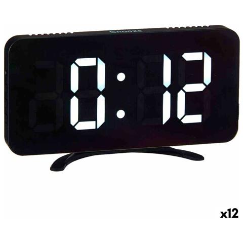 Orologio Digitale Da Tavolo Nero Abs 15,7 X 7,7 X 1,5 Cm (12 Unità) - Foto 1