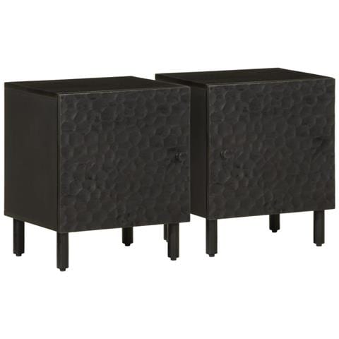 Comodini 2pz Neri 40x33x46 Cm In Legno Massello Di Mango - Foto 1