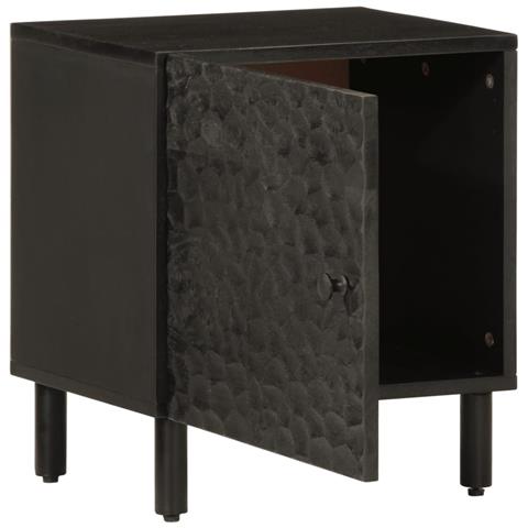 Comodini 2pz Neri 40x33x46 Cm In Legno Massello Di Mango - Foto 3