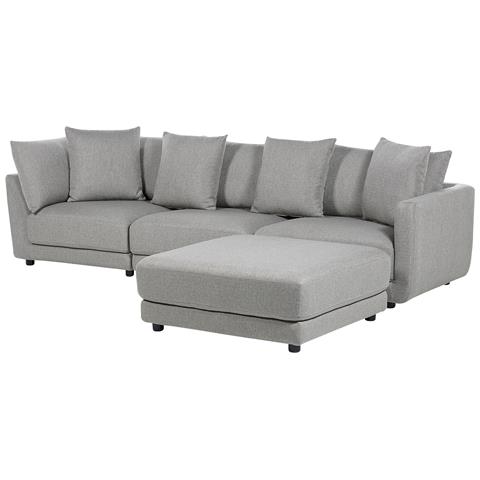 Divano Angolare 3 Posti Con Ottomano Tessuto Grigio Chiaro Sigtuna - Foto 8