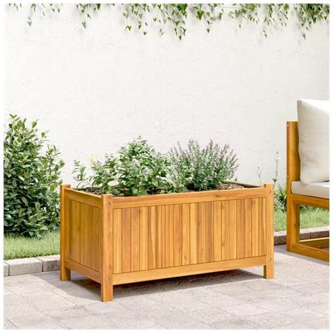 Fioriera Giardino Con Rivestimento 80x42x40 Cm Massello Acacia - Foto 3