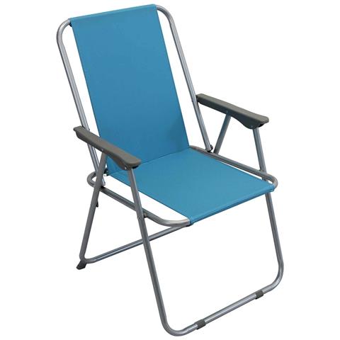 Poltrona Sedia Da Spiaggia Con Braccioli E Struttura In Acciaio Hitch - Cyan - Foto 1