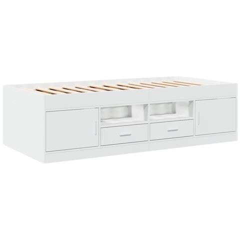 Divano Letto con Cassetti senza Materasso Bianco 100x200 cm - Foto 1