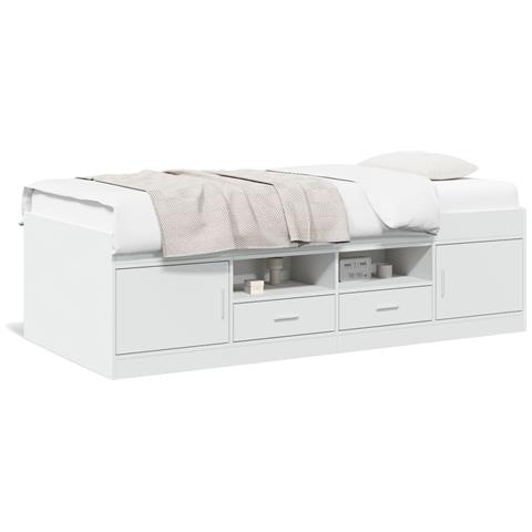 Divano Letto con Cassetti senza Materasso Bianco 100x200 cm - Foto 8