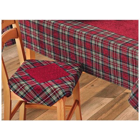Set Cuscini Coprisedia Imbottiti Cinigliati Sfoderabili Modello Tartan Bordeaux - Foto 2