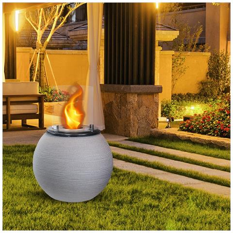 Camino A Bioetanolo Braciere Da Giardino Da Terra Per Interno Esterno Botticelli Corda Beige D. 40 X H54 - Foto 2