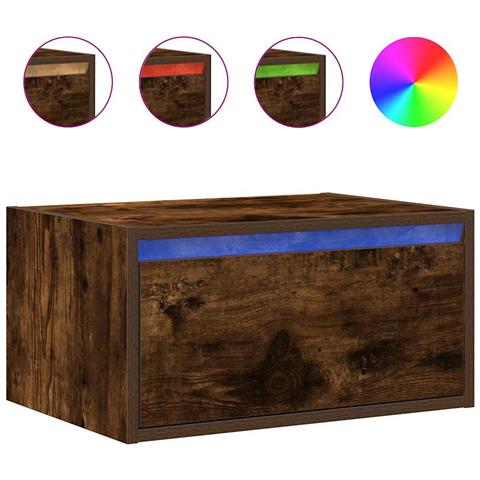Comodini a Parete con luci LED 2 pz Rovere Fumo - Foto 10