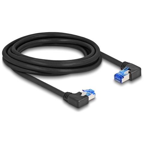 Cavo di rete RJ45 Cat. 6A S /FTP angolato destro /sinistro 3 m nero - Foto 1