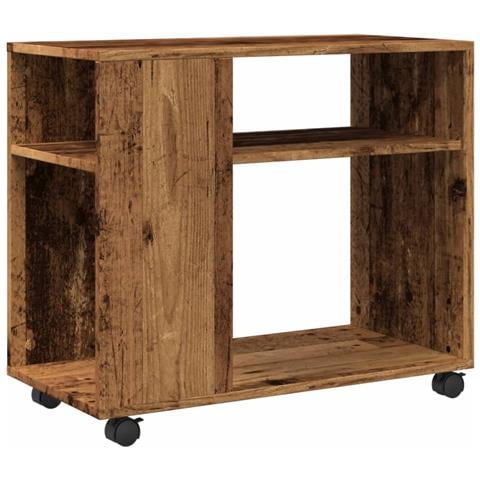 Tavolino Con Ruote Legno Antico 70x35x60cm In Truciolato - Foto 2