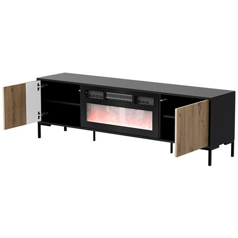 RTV Cabinet MERCI 180 x 40 x 53,5 cm nero /rovere artigianale + camino - Foto 2