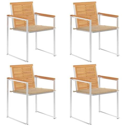 Sedie Da Giardino Con Cuscini 4 Pz In Legno Massello Di Teak - Foto 2