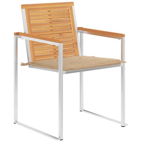 Sedie Da Giardino Con Cuscini 4 Pz In Legno Massello Di Teak - Foto 1