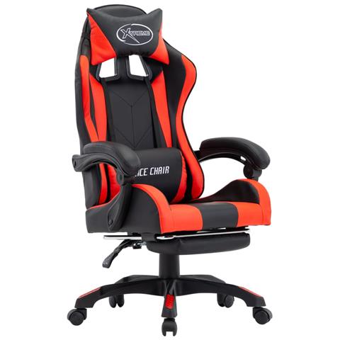 Lusso Casadino - Sedia Da Gaming Con Poggiapiedi Rossa E Nera In Similpelle - Foto 2