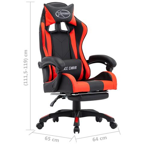 Lusso Casadino - Sedia Da Gaming Con Poggiapiedi Rossa E Nera In Similpelle - Foto 8