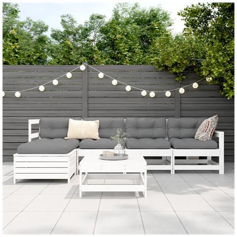 Set Divani Da Giardino 6 Pz Bianco In Legno Massello Di Pino - Foto 2