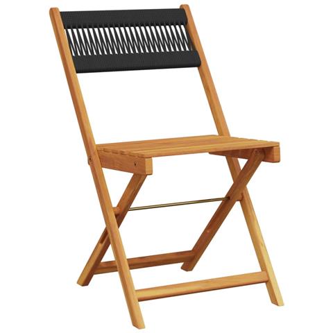 Lusso Casadino - Sedie Da Giardino Pieghevoli 8pz Nere Legno Massello Di Acacia - Foto 2