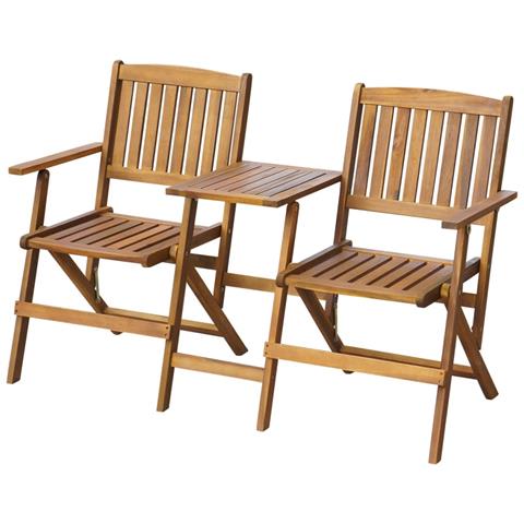 Panchina Esterni Pieghevole Con Tavolino 140 Cm Massello Acacia - Foto 2