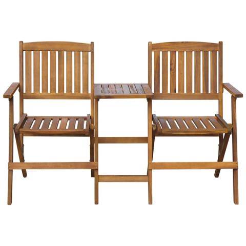 Panchina Esterni Pieghevole Con Tavolino 140 Cm Massello Acacia - Foto 1