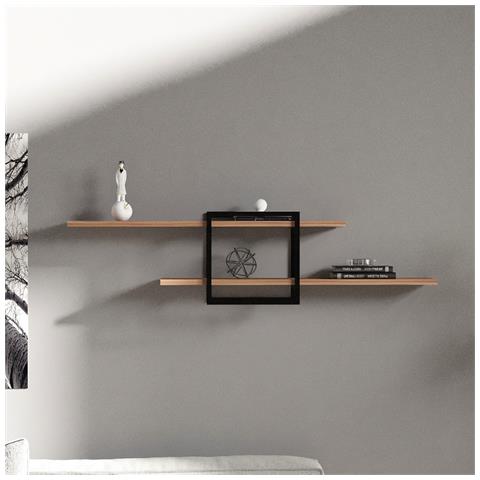Paro Mensola Da Parete Design - 2 Unità Di Deposito - Legno E Nero - Foto 1