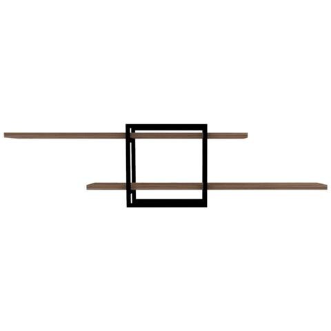 Paro Mensola Da Parete Design - 2 Unità Di Deposito - Legno E Nero - Foto 2