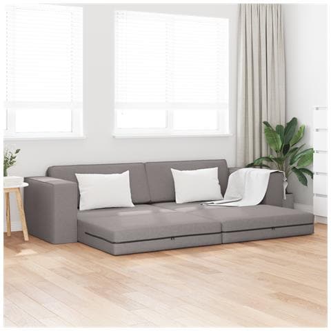 Divano Letto 2-in-1 Tortora 245x150x60.5 cm Tessuto - Foto 2