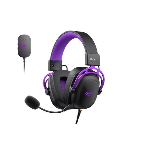 H2002C+U cuffia e auricolare Cuffie Cablato A Padiglione Gaming Nero, Viola - Foto 1