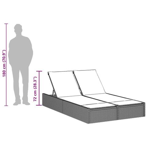 Lettino Prendisole Doppio con Cuscini Grigio Chiaro Polyrattan - Foto 9