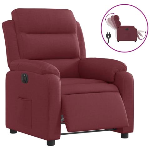 Poltrona Elettrica Reclinabile Rosso Vino in Tessuto - Foto 1