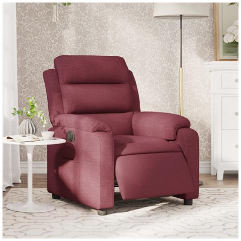 Poltrona Elettrica Reclinabile Rosso Vino in Tessuto - Foto 2