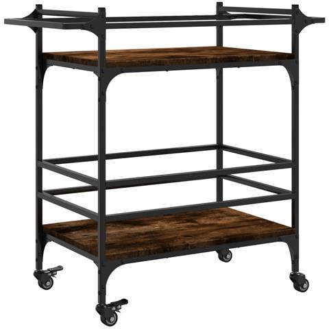 Carrello da Cucina Rovere Fumo 82x40x78,5 cm Legno Multistrato - Foto 9