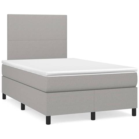 Giroletto a Molle con Materasso Grigio Chiaro 120x200cm Tessuto - Foto 1