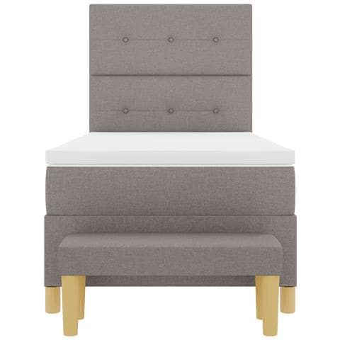 Letto Box Spring con Materasso e Panchina Tortora 100x200 cm Tessuto - Foto 9