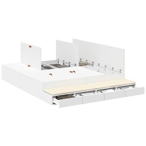 Struttura Letto con Contenitore Bianca 200x200 cm - Foto 1