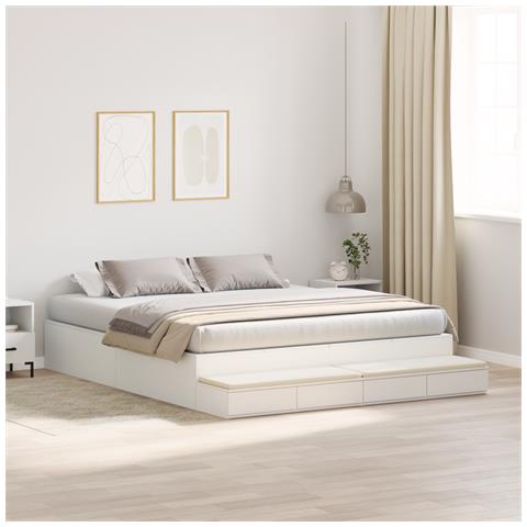 Struttura Letto con Contenitore Bianca 200x200 cm - Foto 2