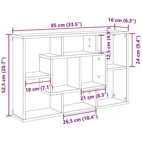 Mensola  - Rovere Nero, 85 x 16 x 52.5 cm, Realizzata in Legno Ingegnerizzato - Foto 9