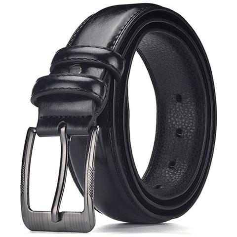 Cintura In Pelle Con Fibbia Ad Ardiglione Da Uomo, 120 Cm, Nera, Stile Retrò - Foto 1