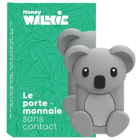 Portamonete Senza Contatto Design Koala Per Bambino Con Cover In Silicone, Grigio - Foto 3
