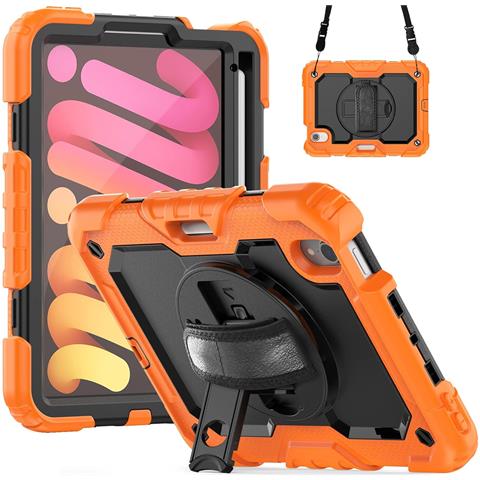Custodia Per Ipad Mini 6 8.3"" Con Supporto E Tracolla Arancione - Foto 1
