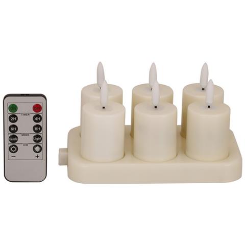 Set Di 6 Candele Led Ricaricabili Senza Fiamma Con Telecomando, Luce Bianca Calda - Foto 1