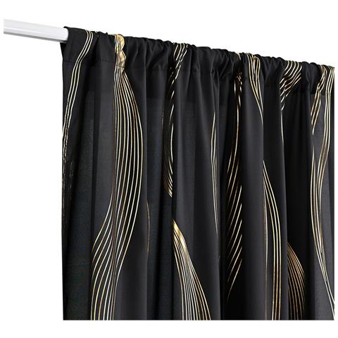 Tenda Semitrasparente Con Motivo A Onde In Foglia Oro E Tasca Per Bastone L - Foto 2