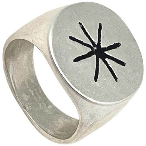 Anello Con Sigillo A Stella In Argento Placcato 10µ - Foto 1