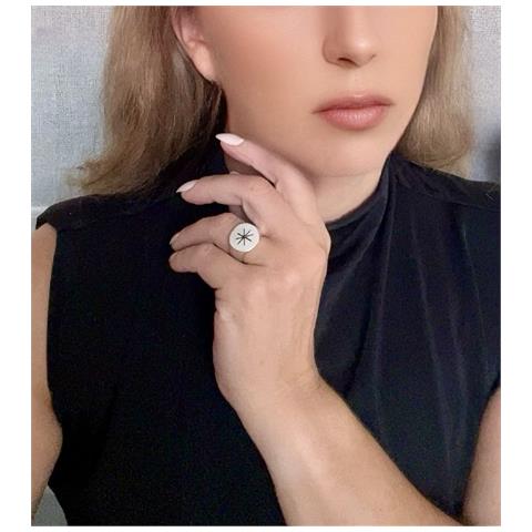 Anello Con Sigillo A Stella In Argento Placcato 10µ - Foto 2