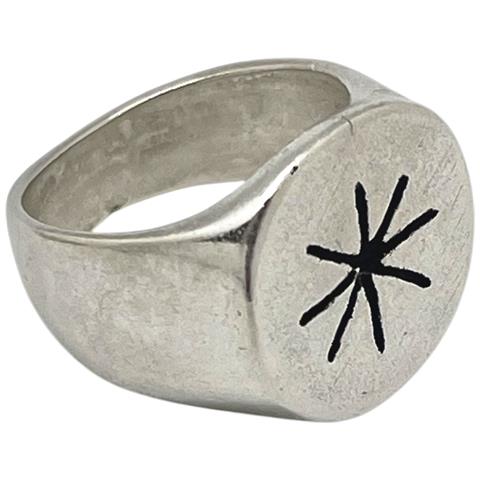 Anello Con Sigillo A Stella In Argento Placcato 10µ - Foto 5