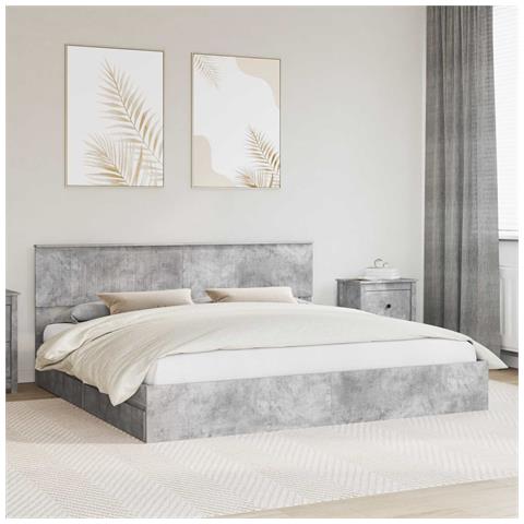 Letto con Contenitore con testiera Grigio cemento 200 x 200 cm - Foto 2