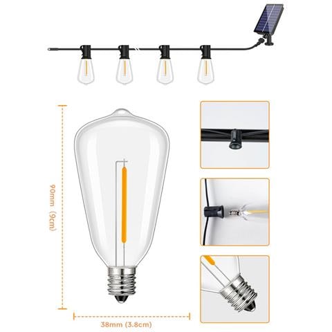 Catene Luminose Led Solari Con Lampadine In Plastica, 7.6m, 1200mah, Pannello Solare Con Display Digitale - Foto 2