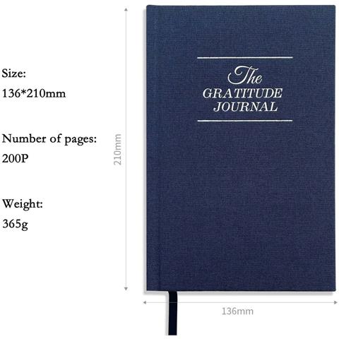 Quaderno Di Gratitudine Giornaliera A5 - Taccuino In Lino Con Carta Spessa Blue - Foto 3
