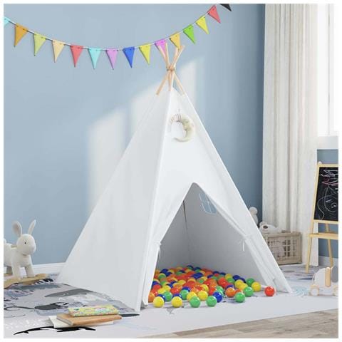 Tenda Teepee Bianco 120 x 120 x 150 cm Tessuto e Plastica - Foto 2