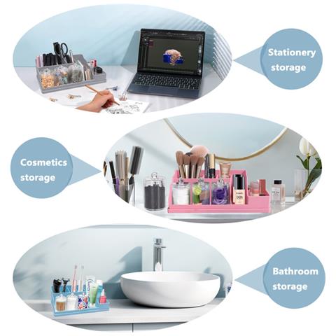 Organizzatore Porta Spazzolini Da Bagno In Silicone 2-in-1 - Contenitore Con Vassoio Di Drenaggio Grey - Foto 7